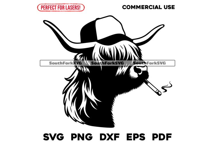 Highland Cow Mullet Trucker Hat Design SVG PNG DXF EPS PDF