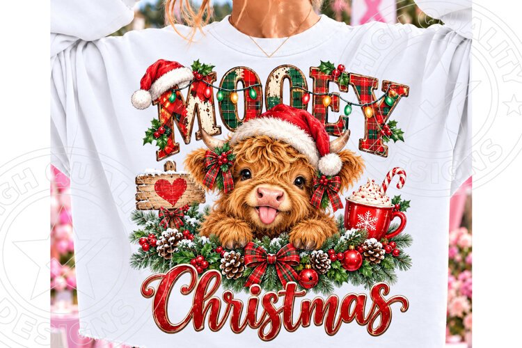 Highland Cow Christmas PNG Design example image 1