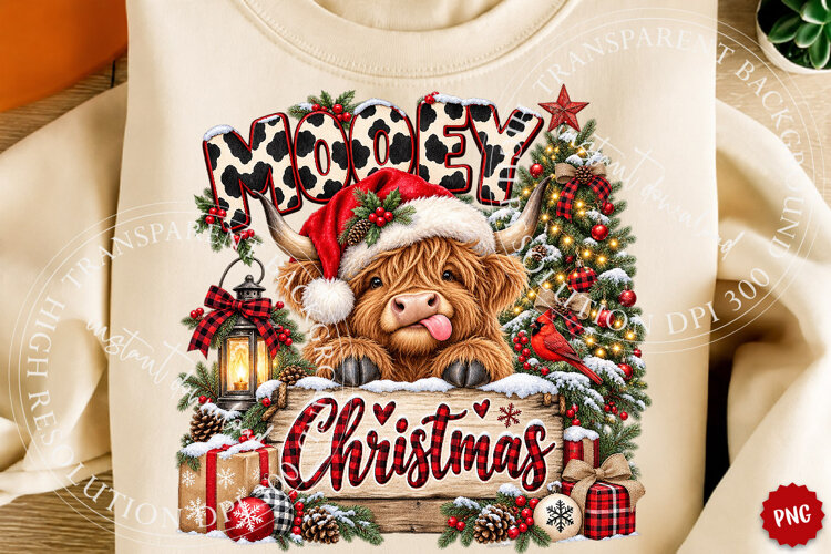 Highland Cow Christmas PNG Design, Trending Christmas PNG example image 1