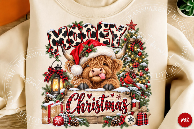 Highland Cow Christmas PNG Design, Trending Christmas PNG