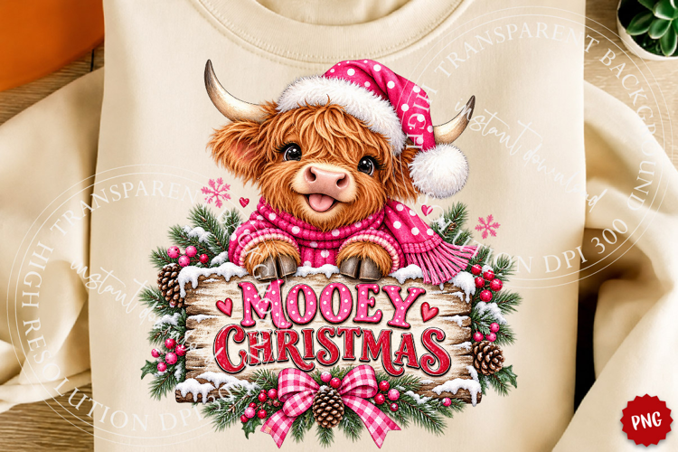 Highland Cow Christmas PNG Design, Trending Christmas PNG