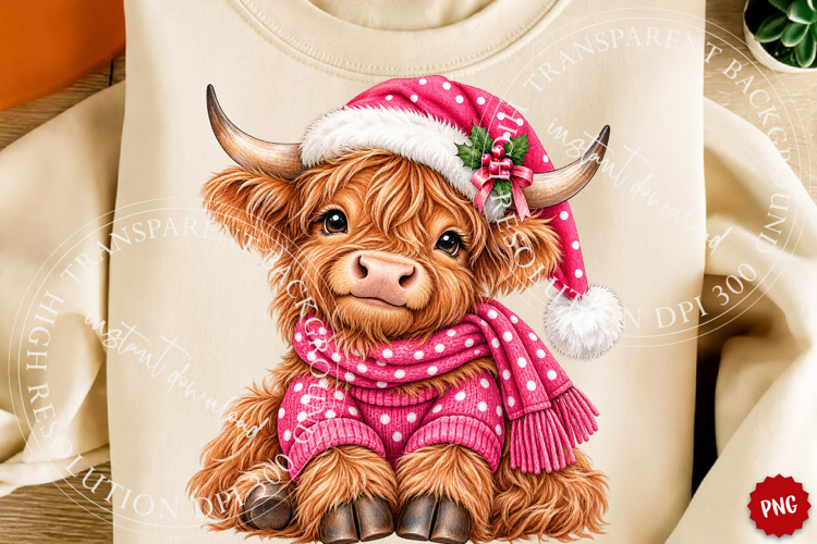 Highland Cow Christmas PNG Design, Trending Christmas PNG
