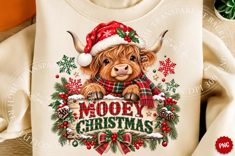 Highland Cow Christmas PNG Design, Trending Christmas PNG