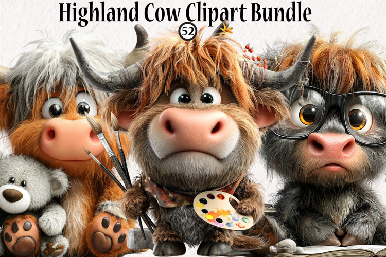 Highland Cow Clipart Bundle,