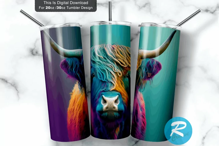 Highland Cow Colorful 20oz/30oz Skinny Tumbler