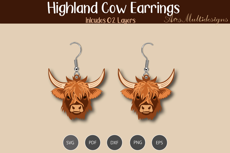 Highland cow Earrings SVG