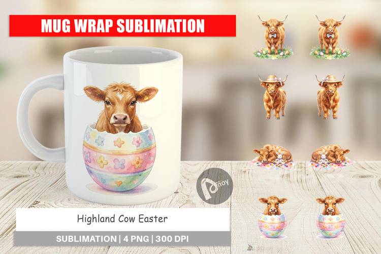 Highland Cow Easter Mug Wrap