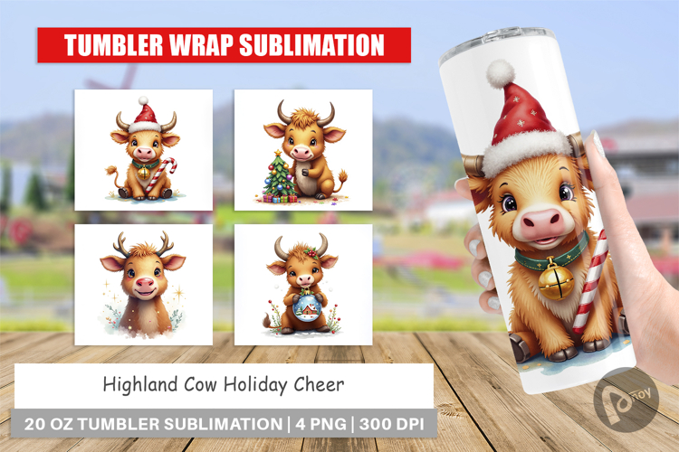 Highland Cow Holiday Tumbler