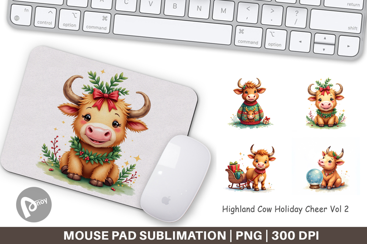 Highland Cow Holiday Mouse Pad