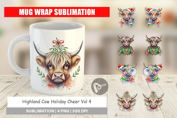 Highland Cow Holiday 2 Mug Wrap