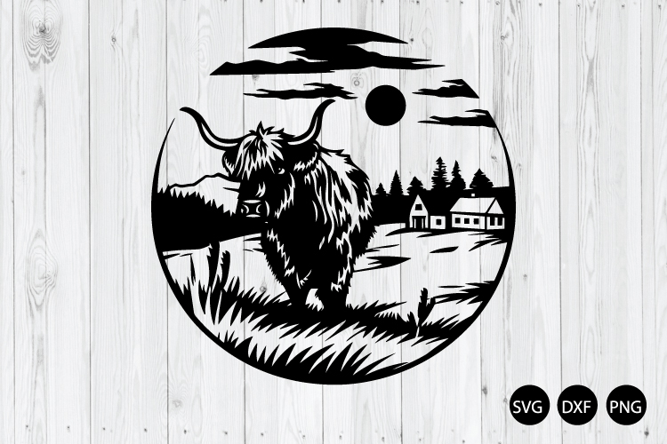 Highland Cow In The Farm SVG, Highland Cow SVG