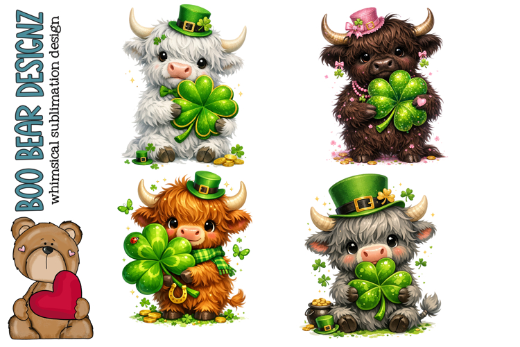 St Pattys Day Highland cows