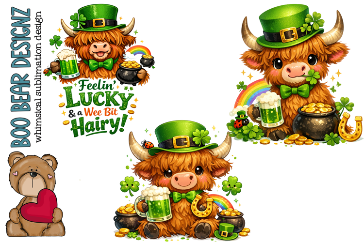 St Patrick's Day Highland Cows