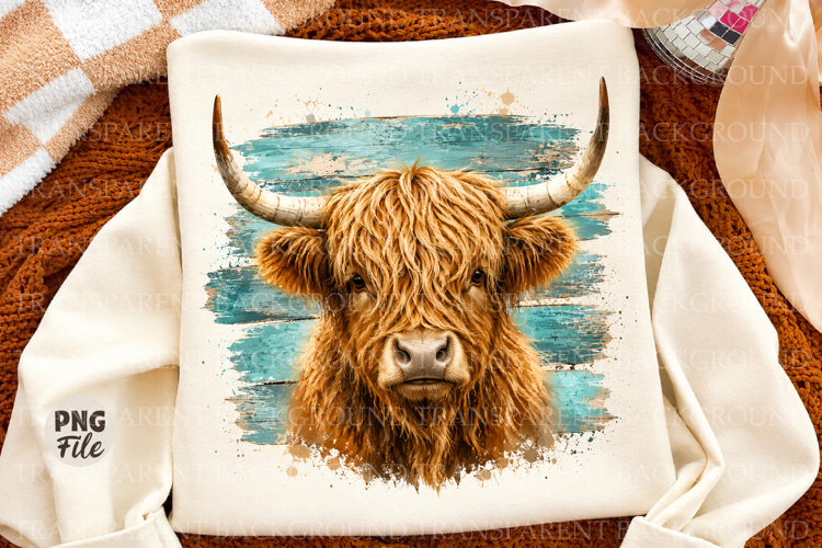 Highland Cow Png, Rustic Farmhouse Sublimation Design