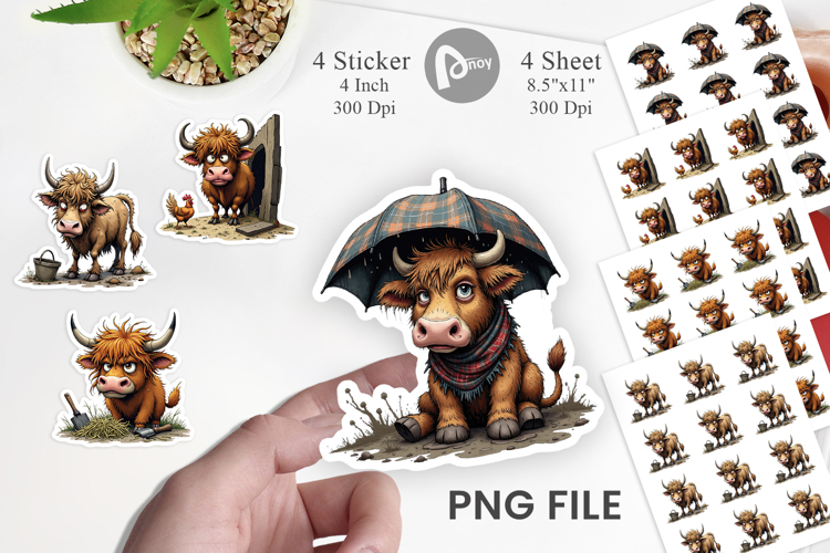 Highland Moo Sticker