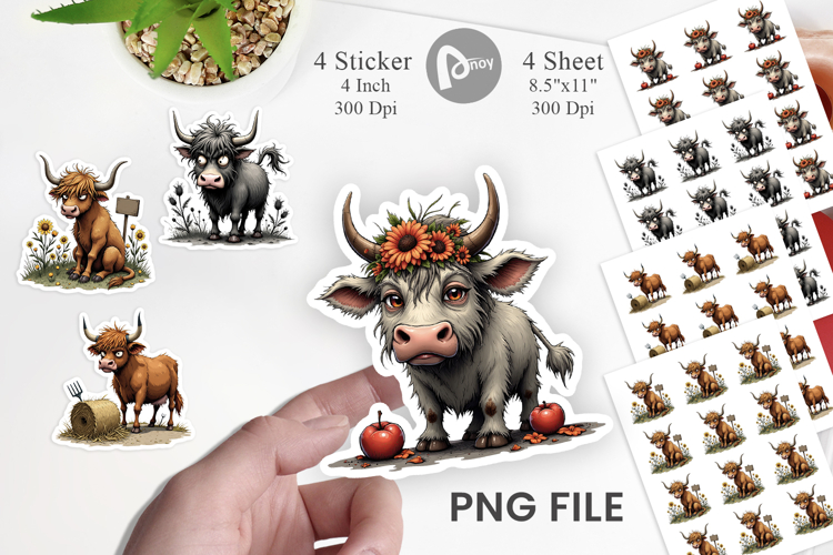 Highland Moo Sticker