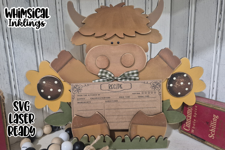 Highland Cow Recipe Card Holder Laser SVG