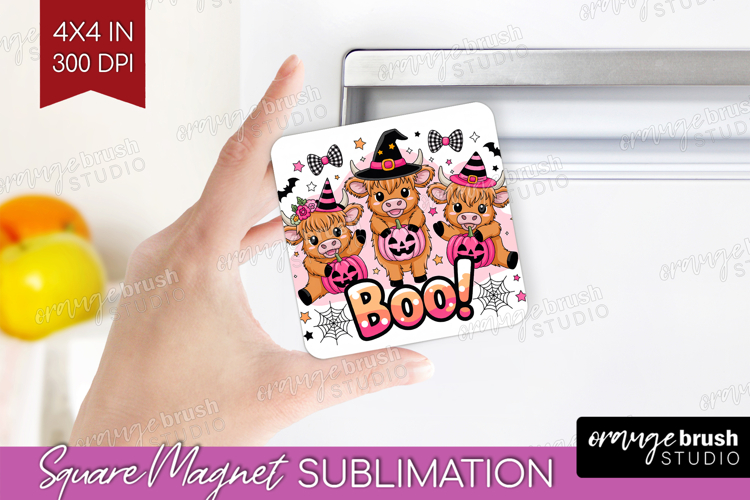 Highlang Cow Halloween Magnet Sublimation Spooky Season
