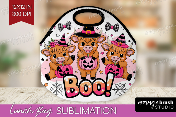 Highlang Cow Halloween Lunch Bag Spooky Season Lunch Bug PNG