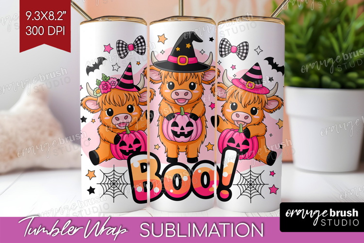 Highlang Cow Halloween Tumbler Wrap Spooky Season Tumbler