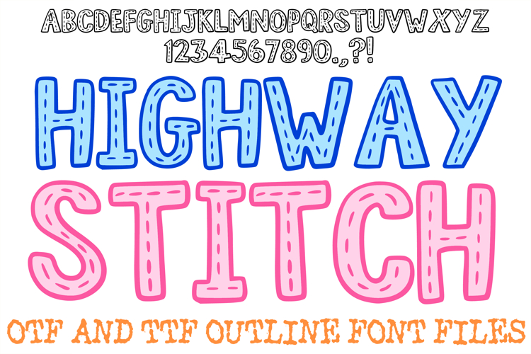 Highway Stitch Alphabet Lettering Font Sewing ABC OTF