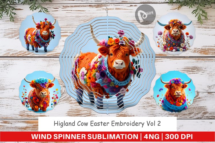 Wind Spinner Higland Cow Easter