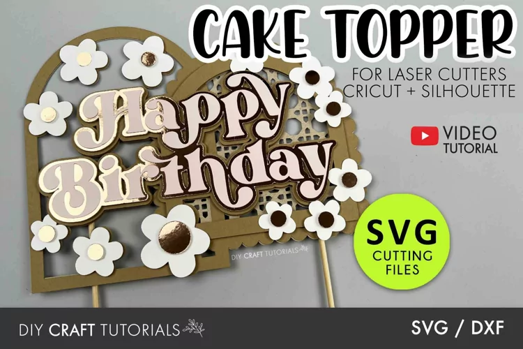 Layered Birthday Cake Topper SVG | Hippie Flower SVG