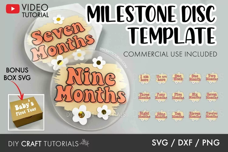 Boho Baby Milestone SVG - Hippie Flower Milestone Discs