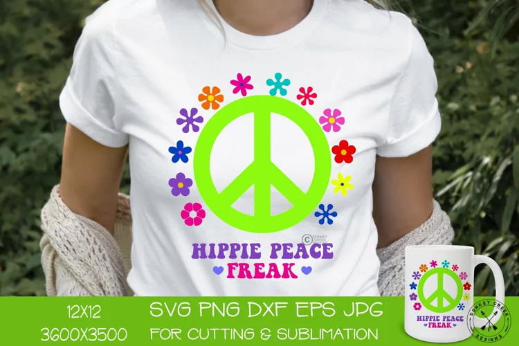 Hippie Peace Freak| Retro Flowers SVG cut file