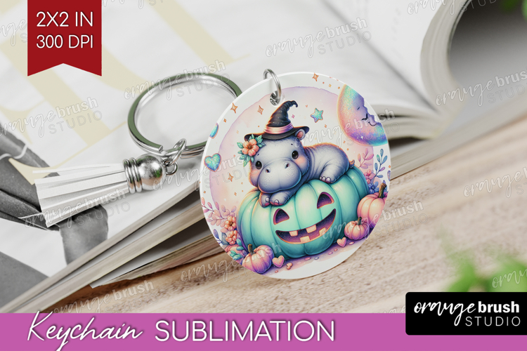 Hippo Halloween Keychain PNG Coquette Keychain Sublimation