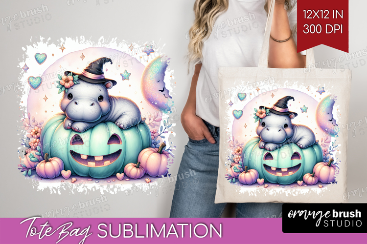 Hippo Halloween Tote Bag Coquette Tote Bag PNG Sublimation