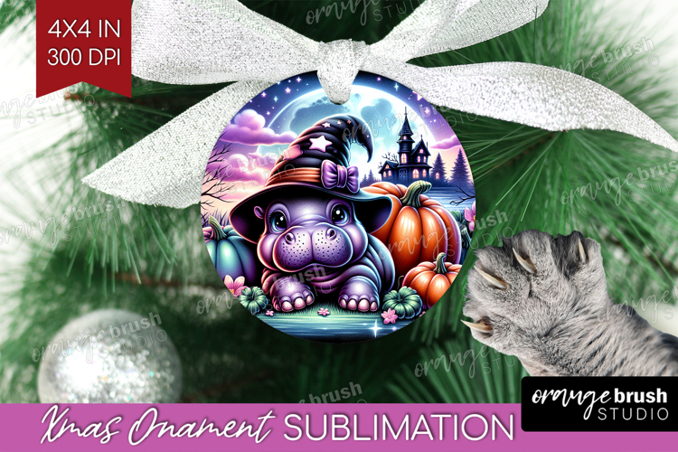 Hippo Halloween Ornament PNG Cute Animal PNG Sublimation