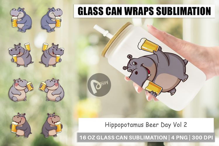 Glass Can Hippopotamus Beer Day