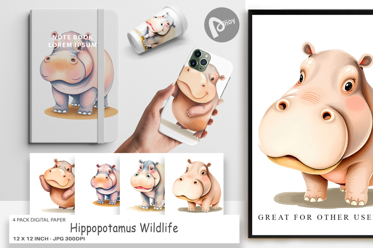 Hippopotamus Clipart Image 3