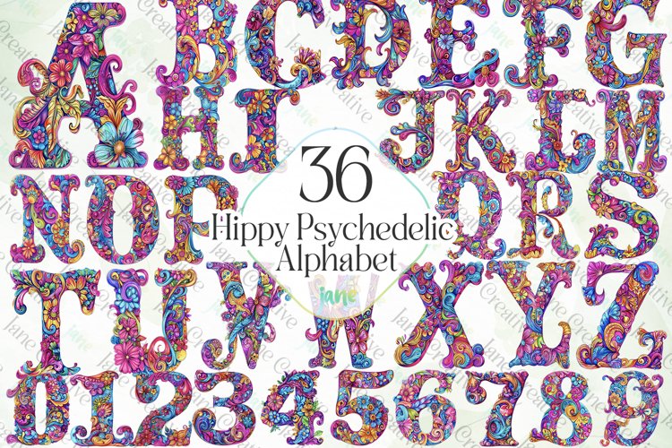 Hippy Psychedelic Alphabet Sublimation