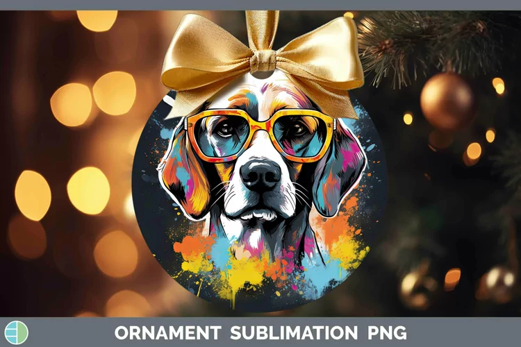 Hipster Dog Beagle Ornament Sublimation Bauble Designs