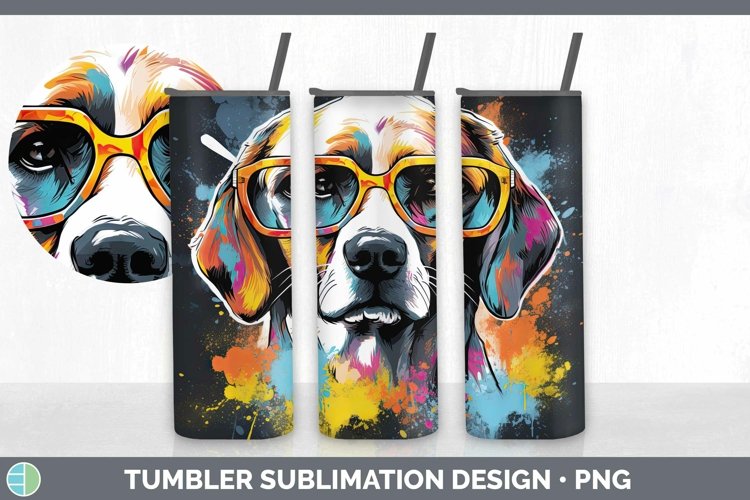 Hipster Dog Beagle Tumbler Sublimation 20 oz Skinny Tumbler