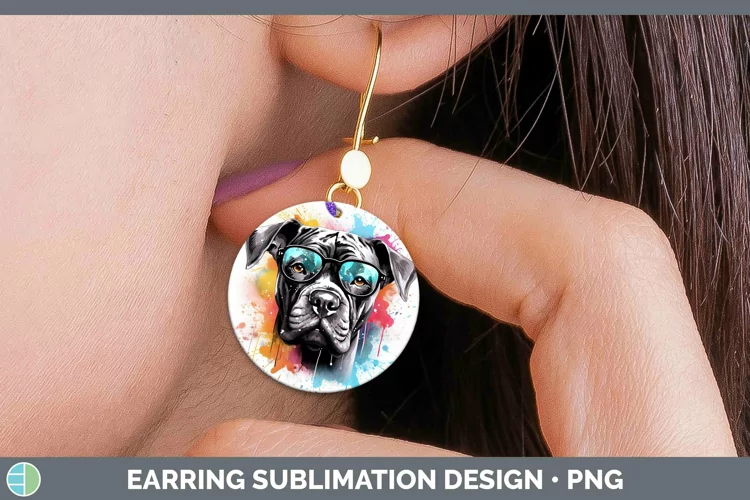 Hipster Dog Cane Corso Round Earrings Sublimation Earrings D