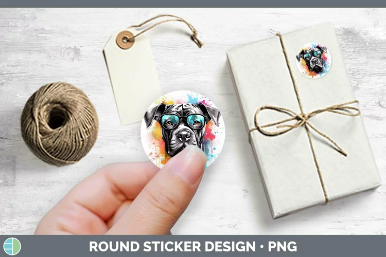 Hipster Dog Cane Corso Stickers | Round Labels Designs