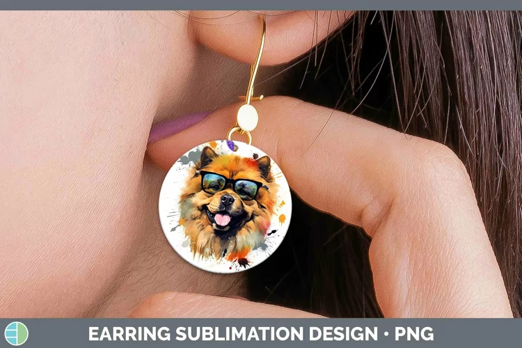 Hipster Dog Chow Chow Round Earrings Sublimation Earrings De