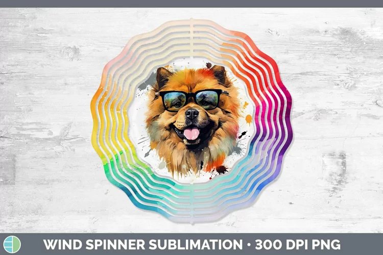 Hipster Dog Chow Chow Wind Spinner Sublimation Spinner Desig