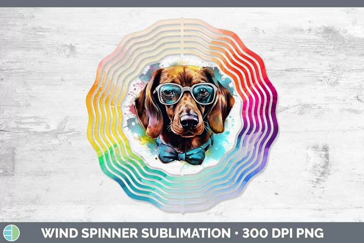 Hipster Dog Dachshund Wind Spinner Sublimation Spinner Desig