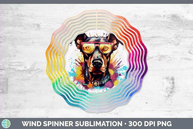Hipster Dog Doberman Pinscher Wind Spinner Sublimation Spinn