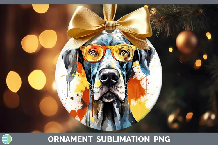 Hipster Dog Great Dane Ornament Sublimation Bauble Designs