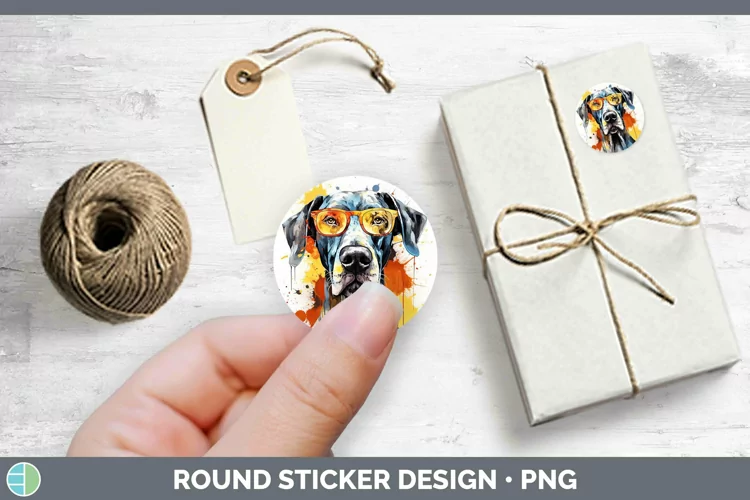 Hipster Dog Great Dane Stickers | Round Labels Designs