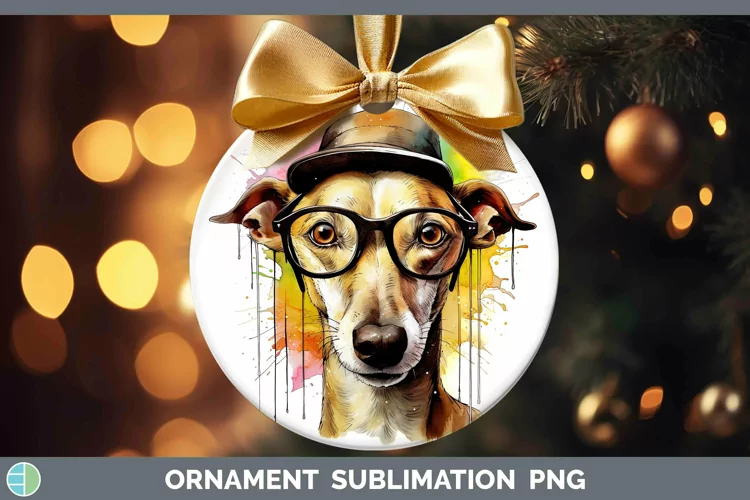 Hipster Dog Greyhound Ornament Sublimation Bauble Designs