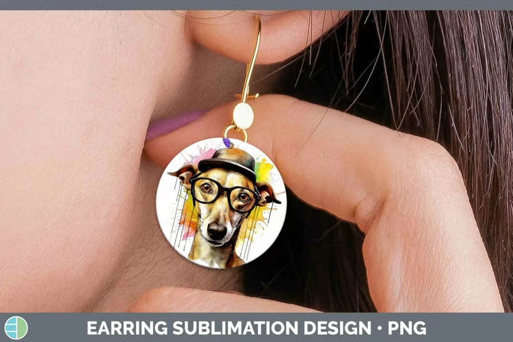 Hipster Dog Greyhound Round Earrings Sublimation Earrings De