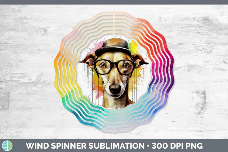 Hipster Dog Greyhound Wind Spinner Sublimation Spinner Desig