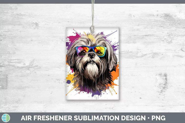 Hipster Dog Lhasa Apso Air Freshener Sublimation Car Freshen