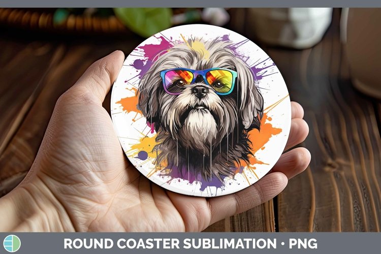 GorgeousHipster Dog Round Coaster design.